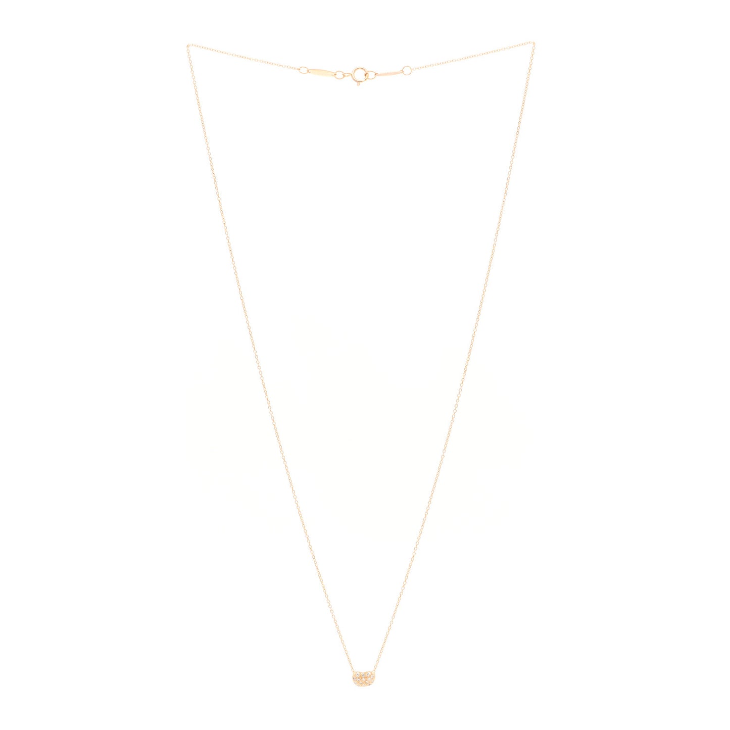 18K Rose Gold Diamond Elsa Peretti 6.5mm Bean Pendant Necklace