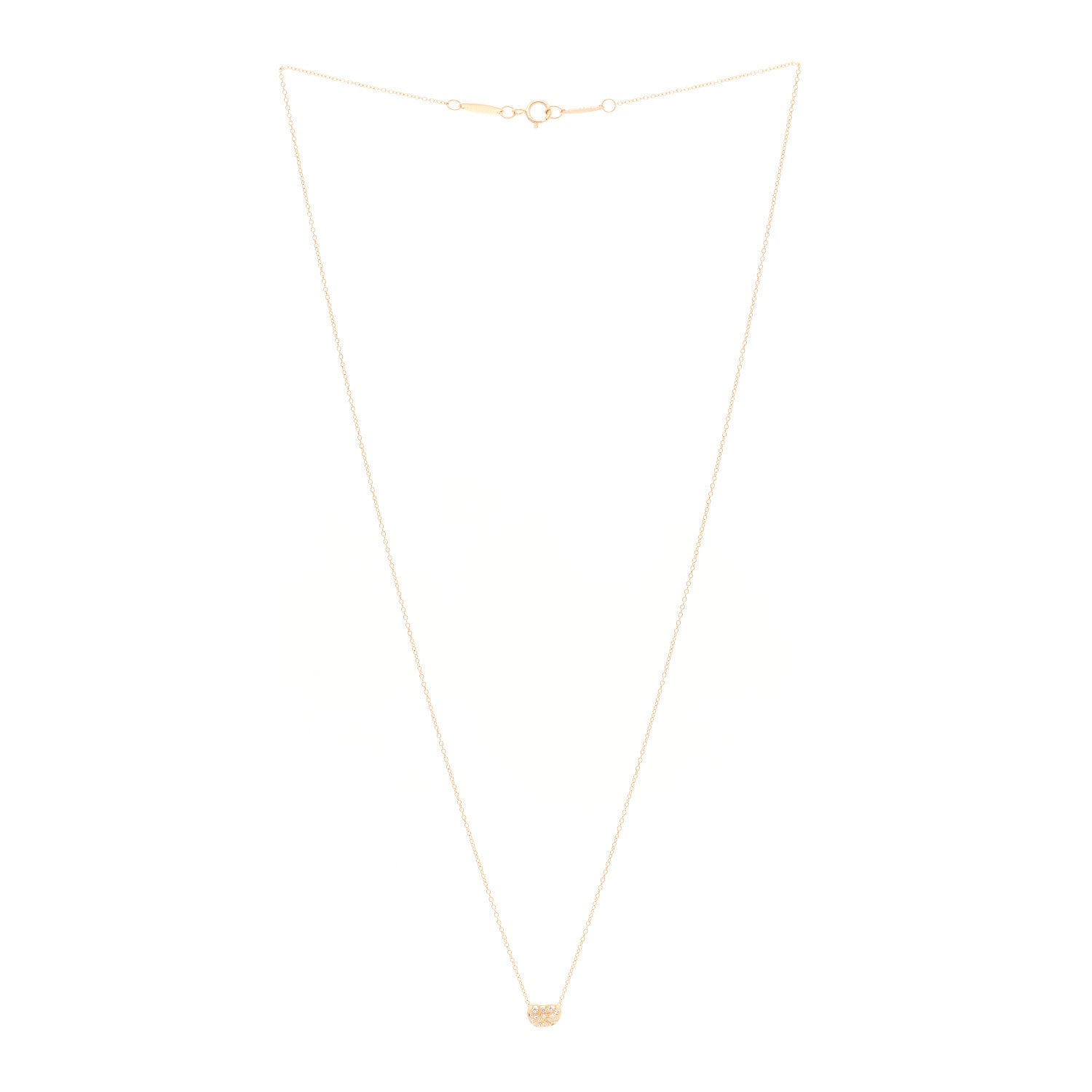 Tiffany 18K Rose Gold Diamond Elsa Peretti 6.5mm Bean Pendant Necklace 3 of 5