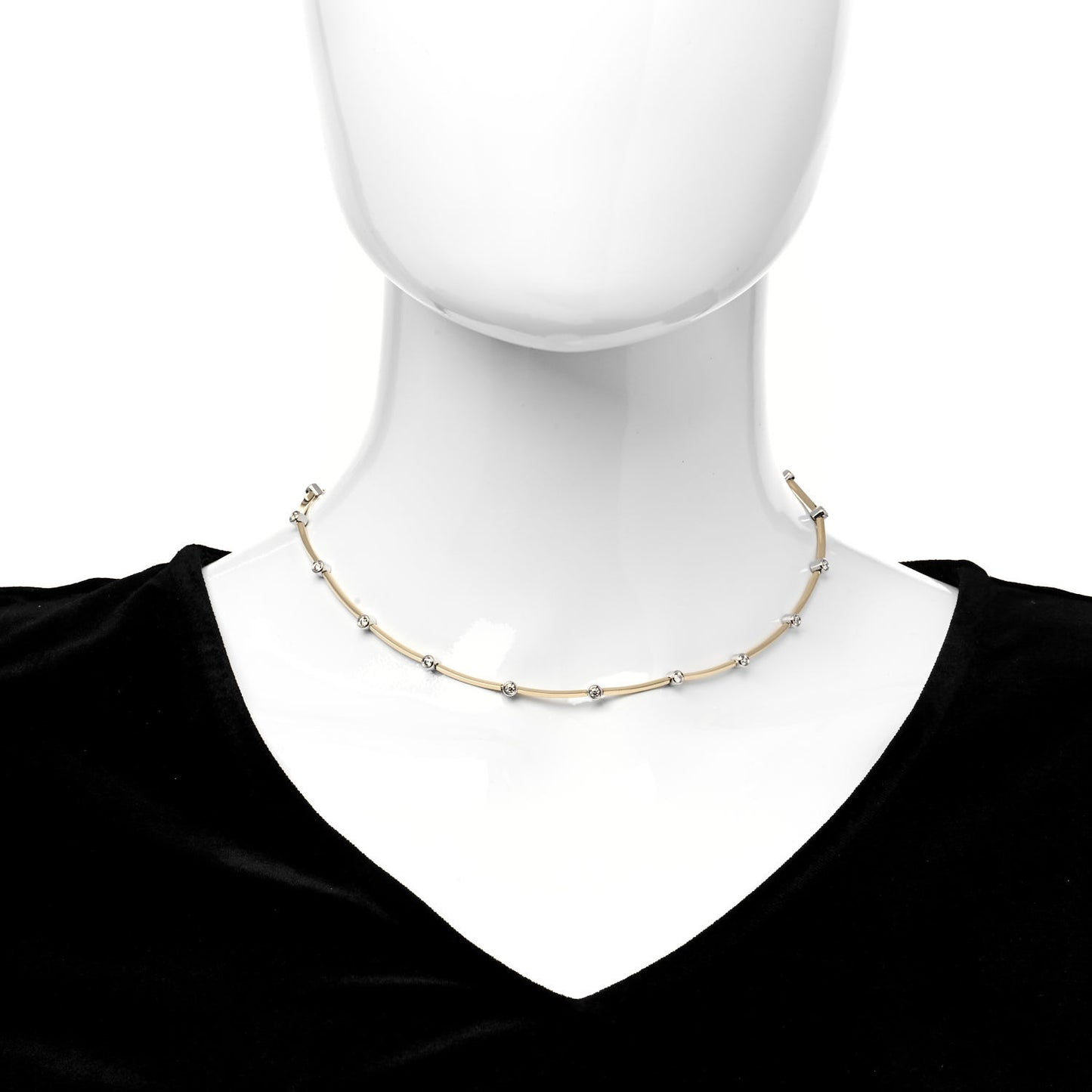 18K Yellow Gold Diamond Station Necklace
