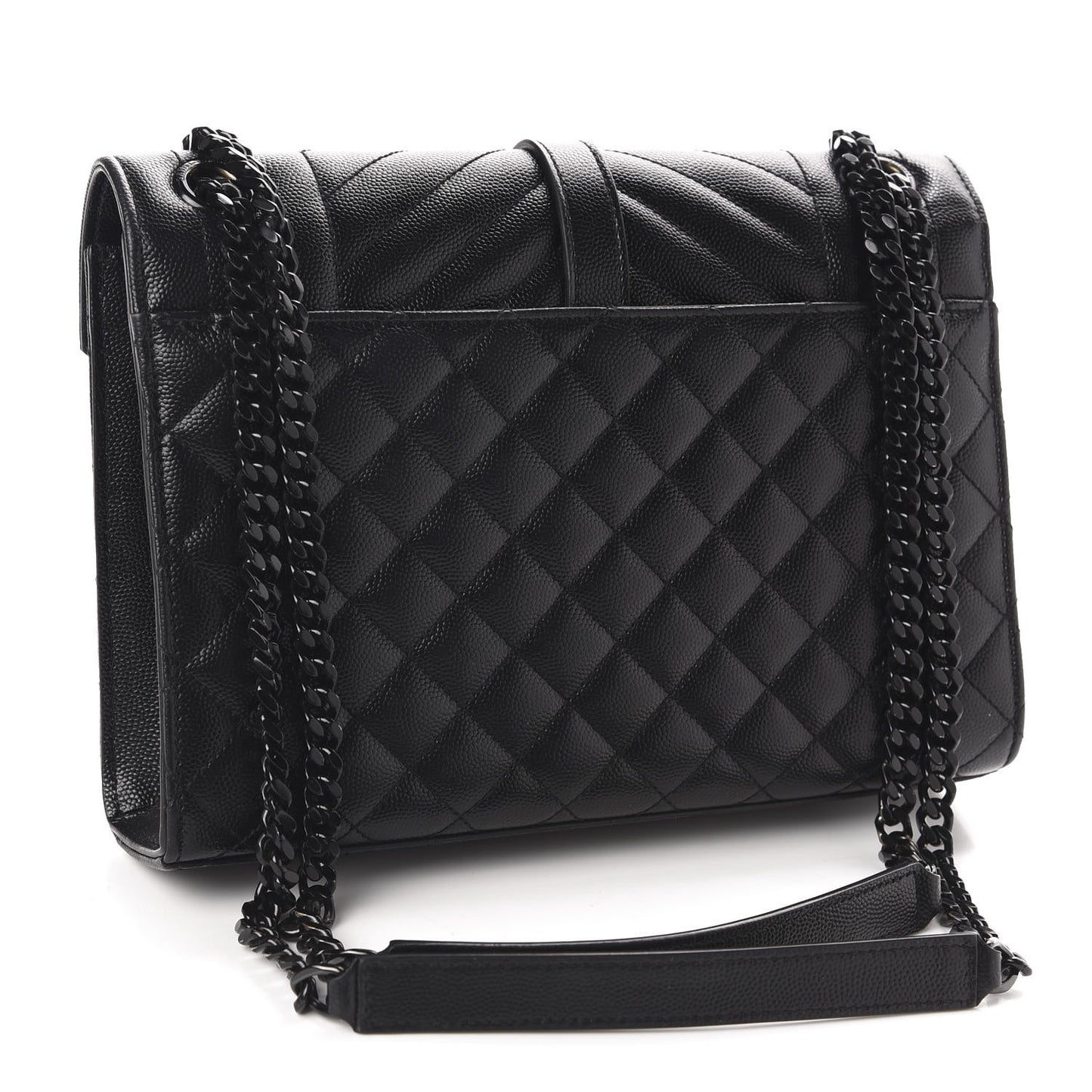 Grain De Poudre Textured Mixed Matelasse Triquilt Medium Monogram Satchel Black