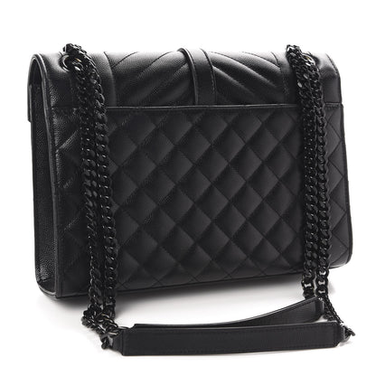 Saint Laurent Grain De Poudre Textured Mixed Matelasse Triquilt Medium Monogram Satchel Black 3 of 14