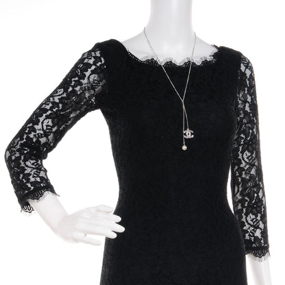 Chanel Baguette Crystal Pearl CC Lariat Necklace Silver 2 of 6