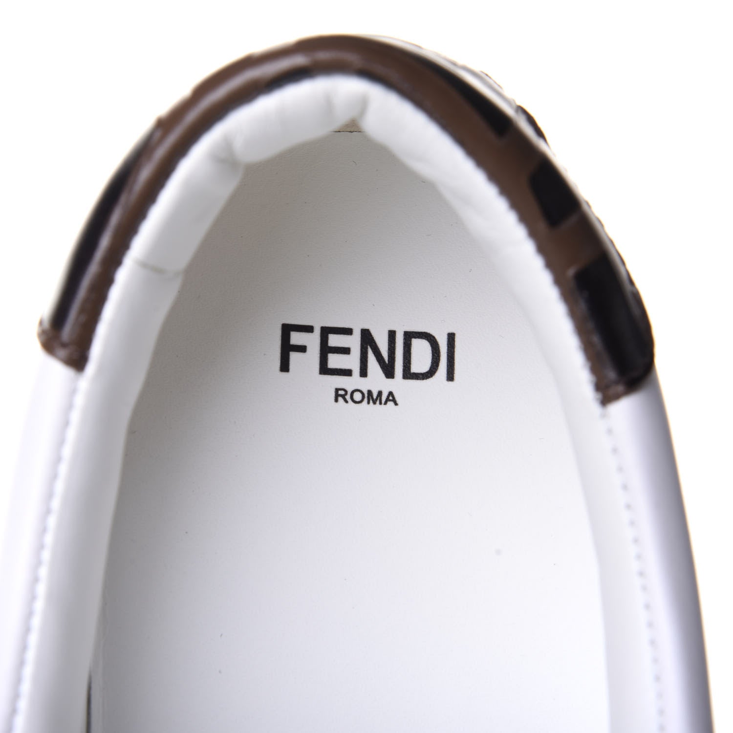 Fendi Vitello FF Embossed Womens Slip On Sneakers 38 Ultra White Maya Black 9 of 11
