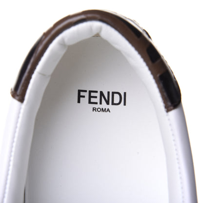 Fendi Vitello FF Embossed Womens Slip On Sneakers 38 Ultra White Maya Black 9 of 11
