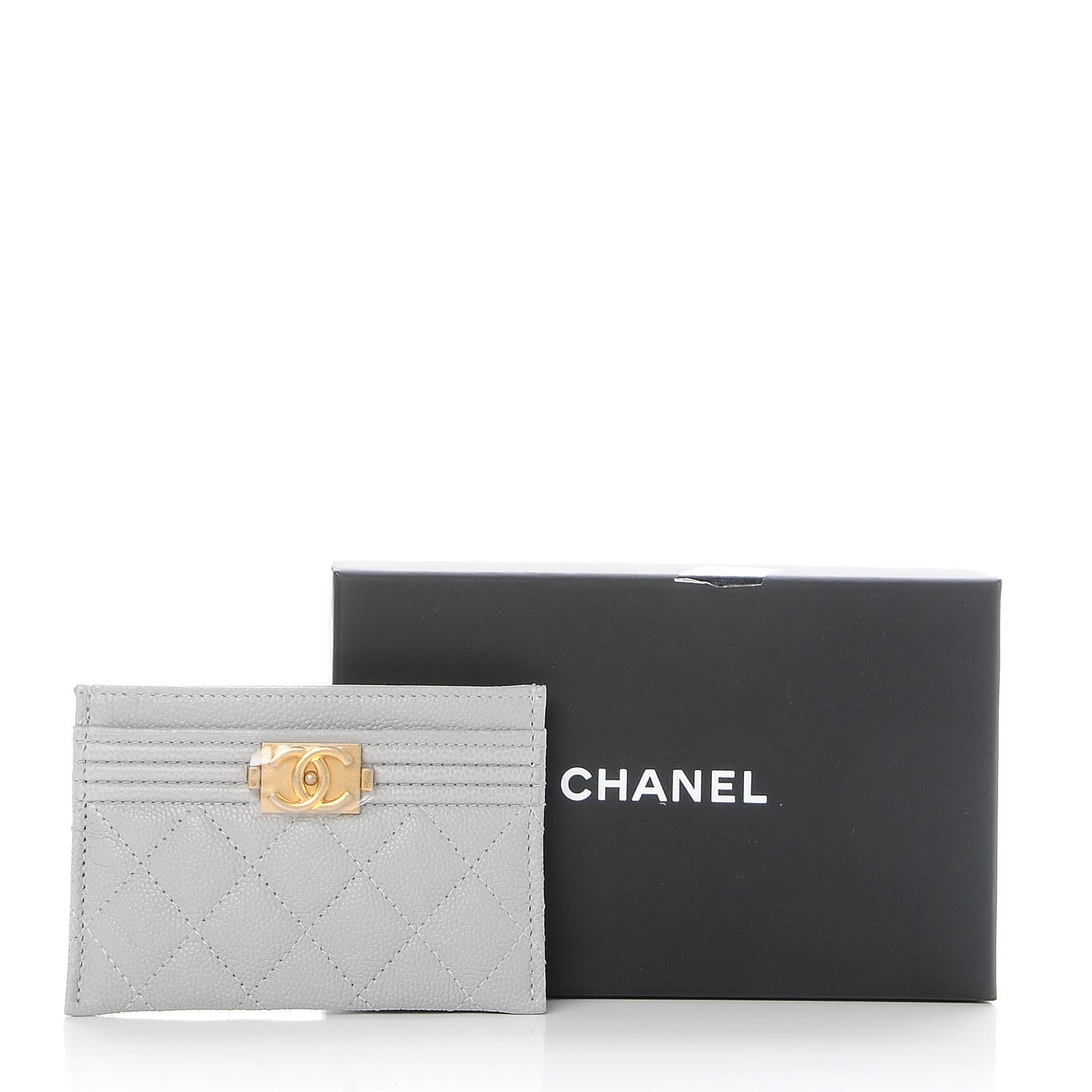 Chanel Caviar Quilted Boy Card Holder Grey 9 of 9