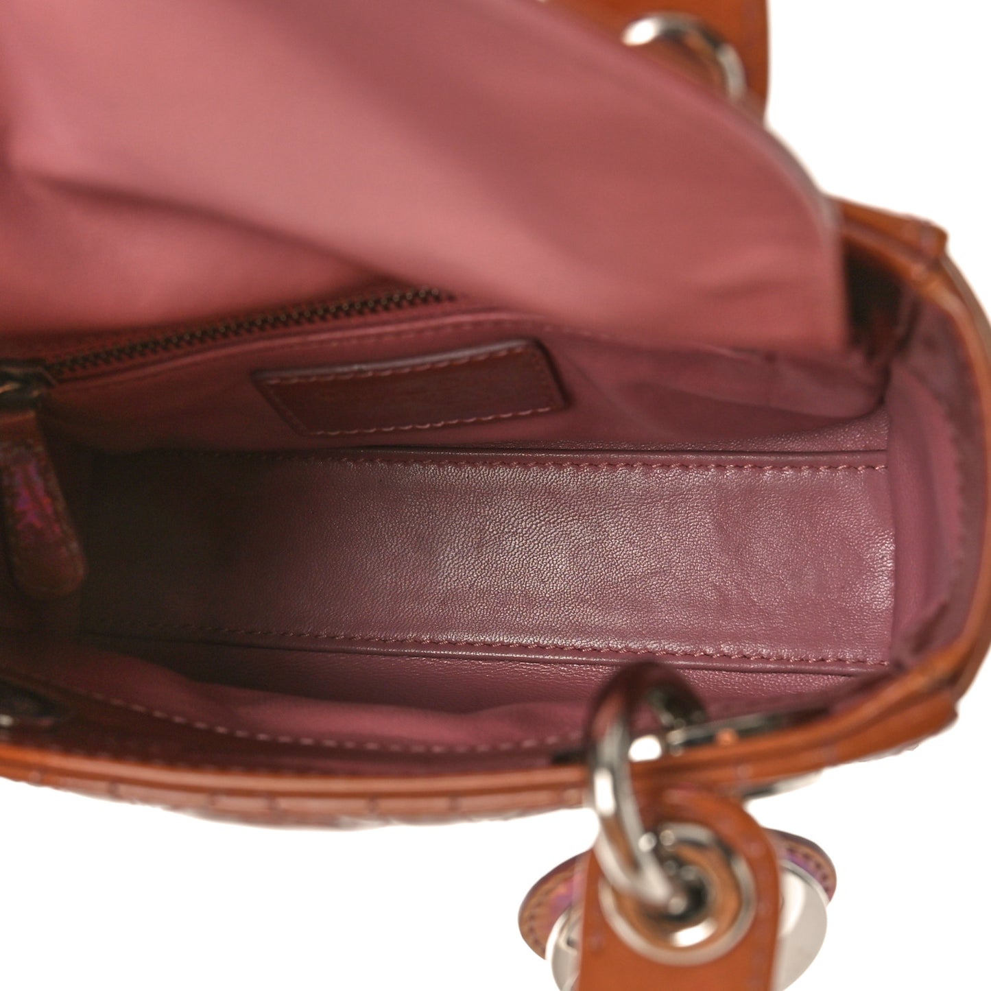 Iridescent Patent Cannage Mini Lady Dior Pink