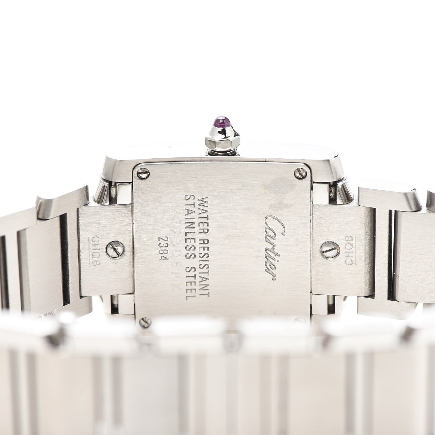 Stainless Steel Pink Mother of Pearl 20mm Tank Francaise Quartz Watch
