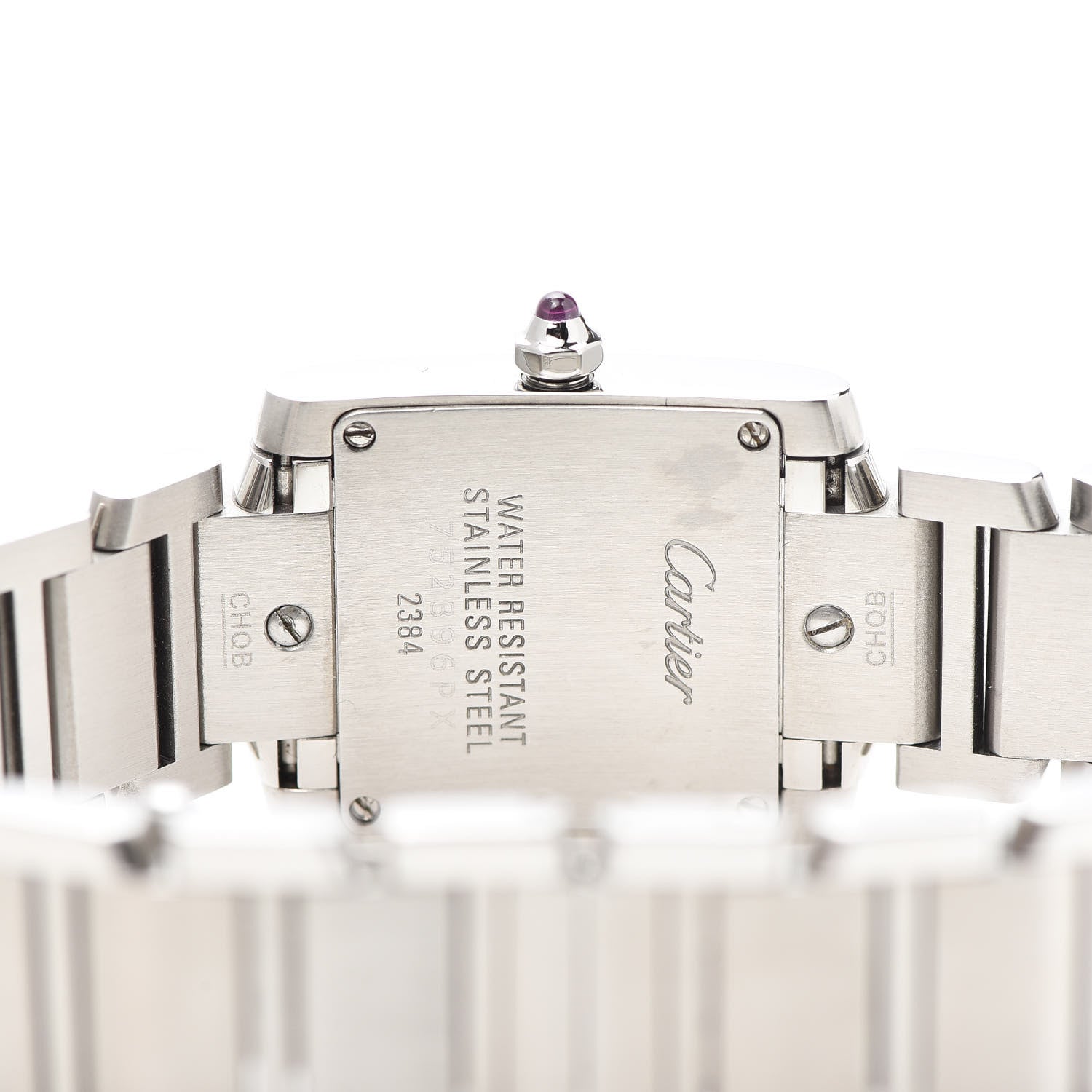 Cartier Stainless Steel Pink Mother of Pearl 20mm Tank Francaise Quartz Watch 5 of 9