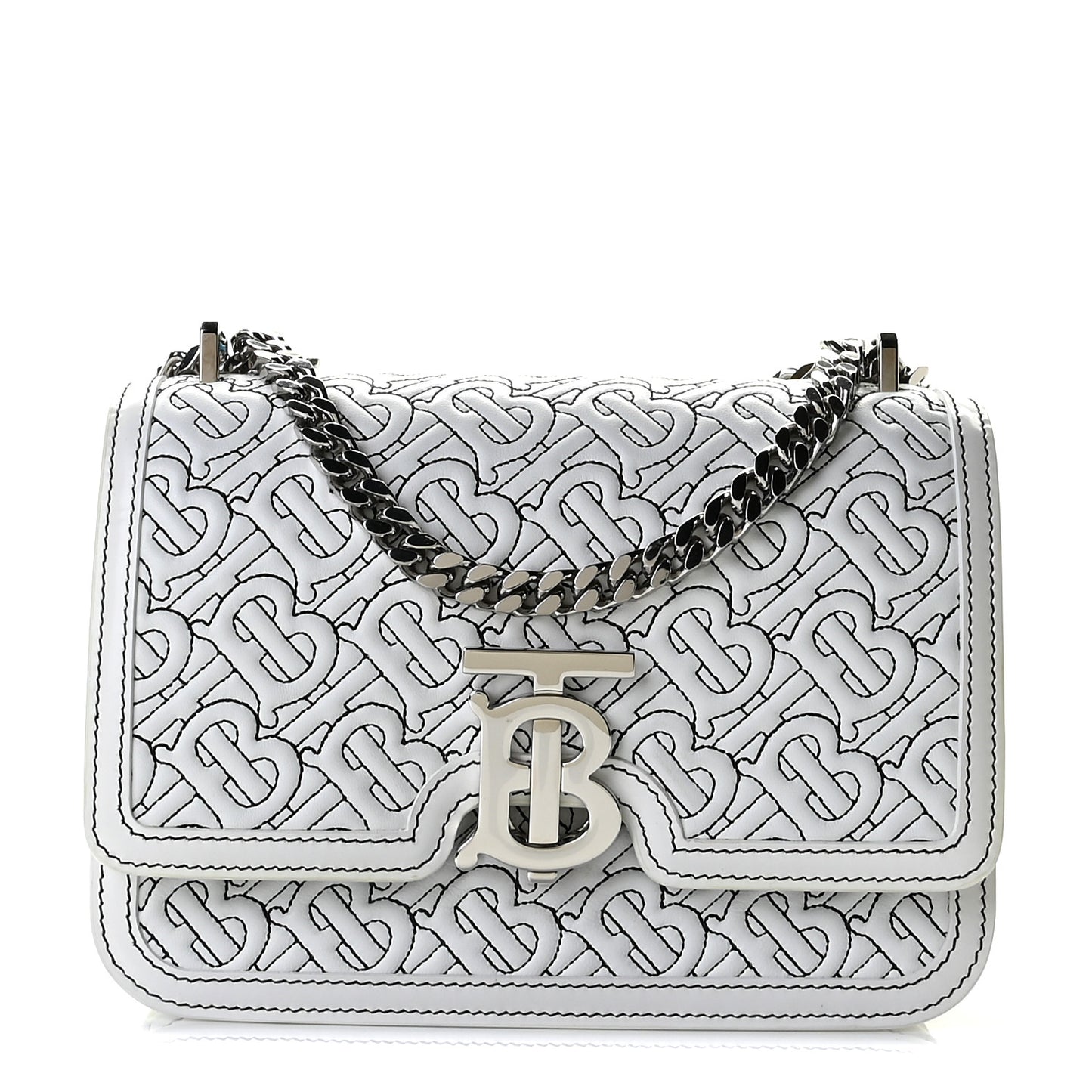 Calfskin Monogram Embossed Small TB Chain Bag Optic White
