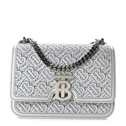 Burberry Calfskin Monogram Embossed Small TB Chain Bag Optic White 1 of 9