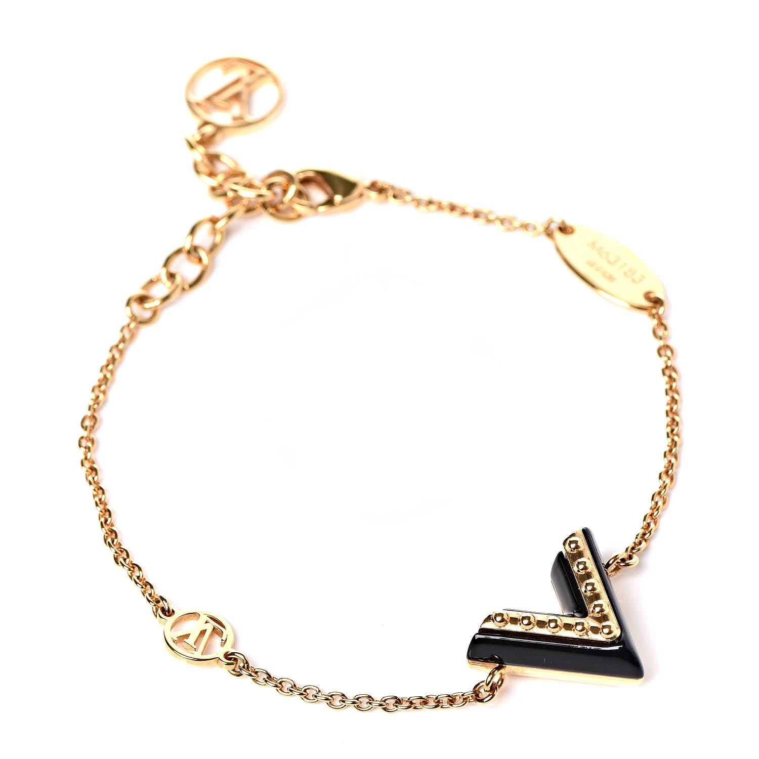 Louis Vuitton Lacquer Studded Essential V Bracelet Gold 1 of 6