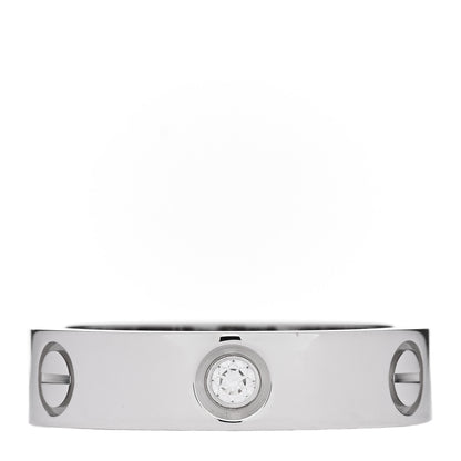 Cartier 18K White Gold 3 Diamond 5.5mm LOVE Ring 61 9.5 1 of 6