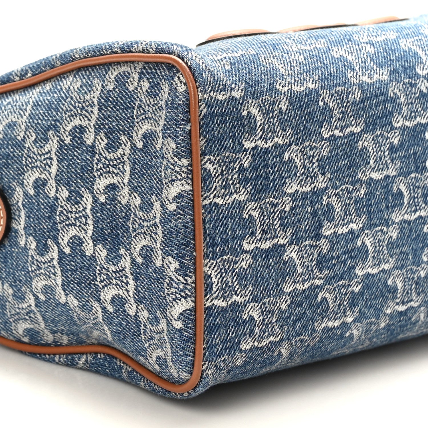 Celine Denim Triomphe All Over Calfskin Small Boston Bag 8 of 9