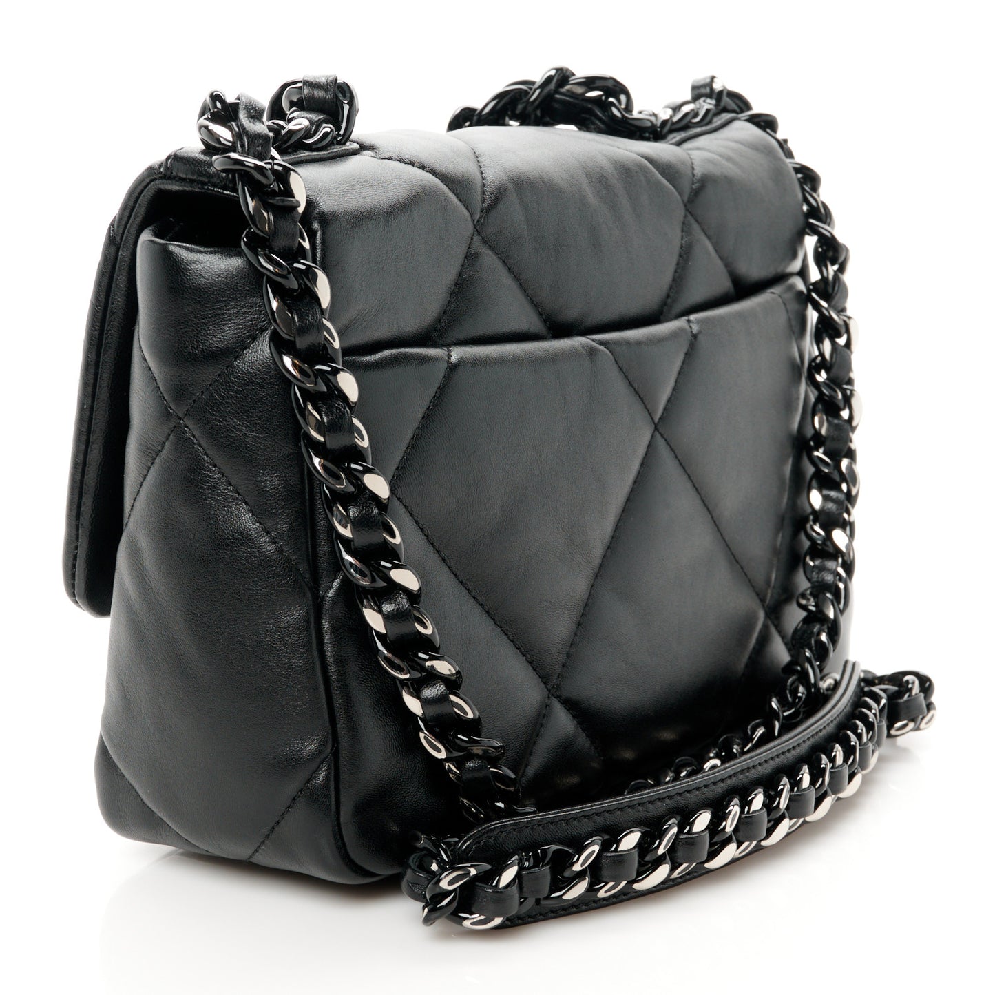 Goatskin Quilted Medium Chanel 19 Flap So Black