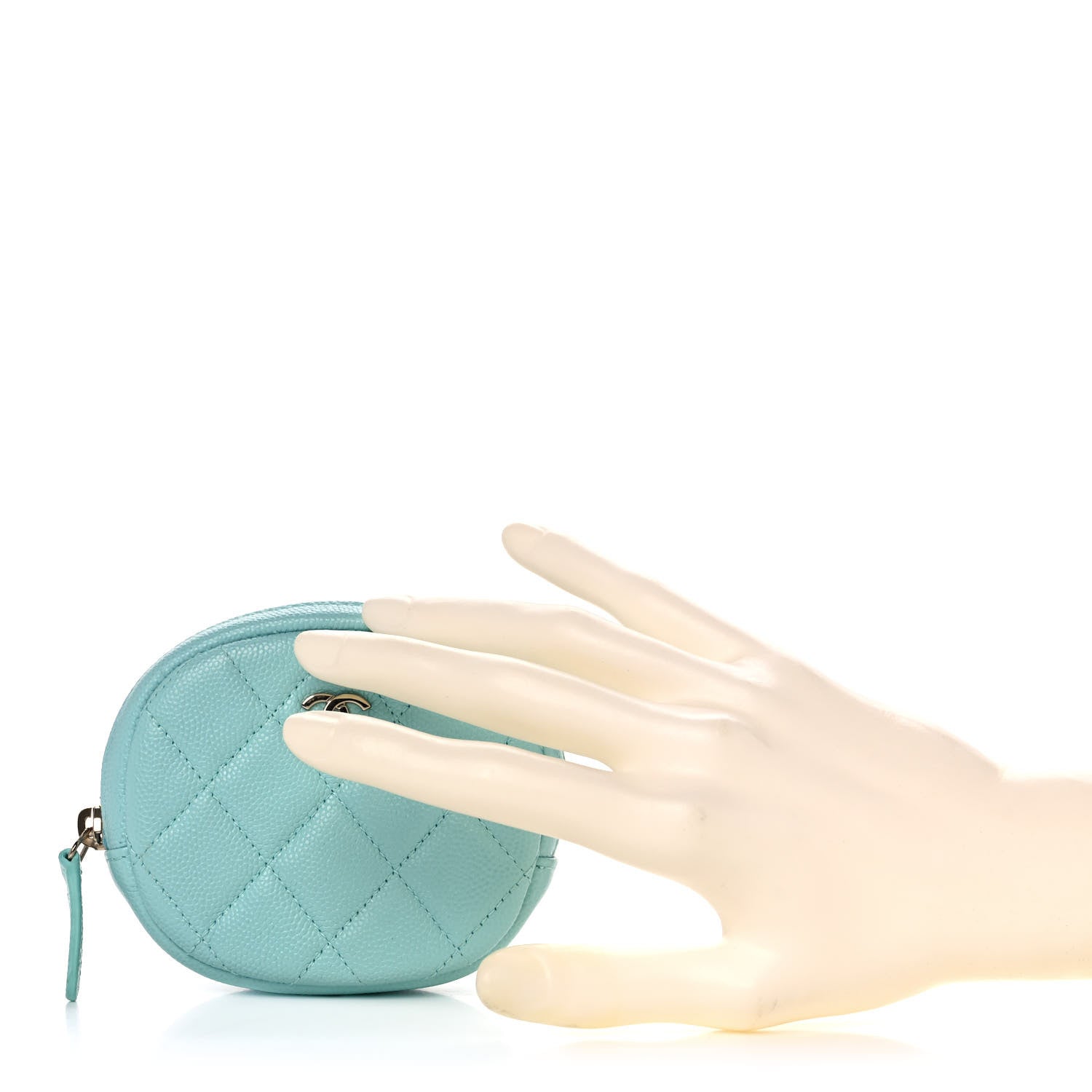 Chanel Caviar Quilted Zip Around Classic Coin Purse Light Blue 2 of 11