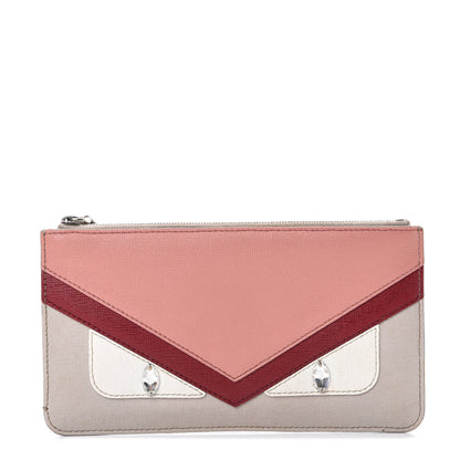 Fendi Vitello Elite Crystal Eye Monster Zip Pouch Grigio Polvere Ribes Multicolor 1 of 10