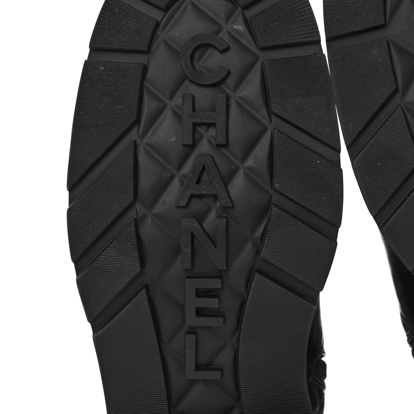 Shiny Calfskin Patent Quilted Chain Lace Up Combat Boots 37.5 Black
