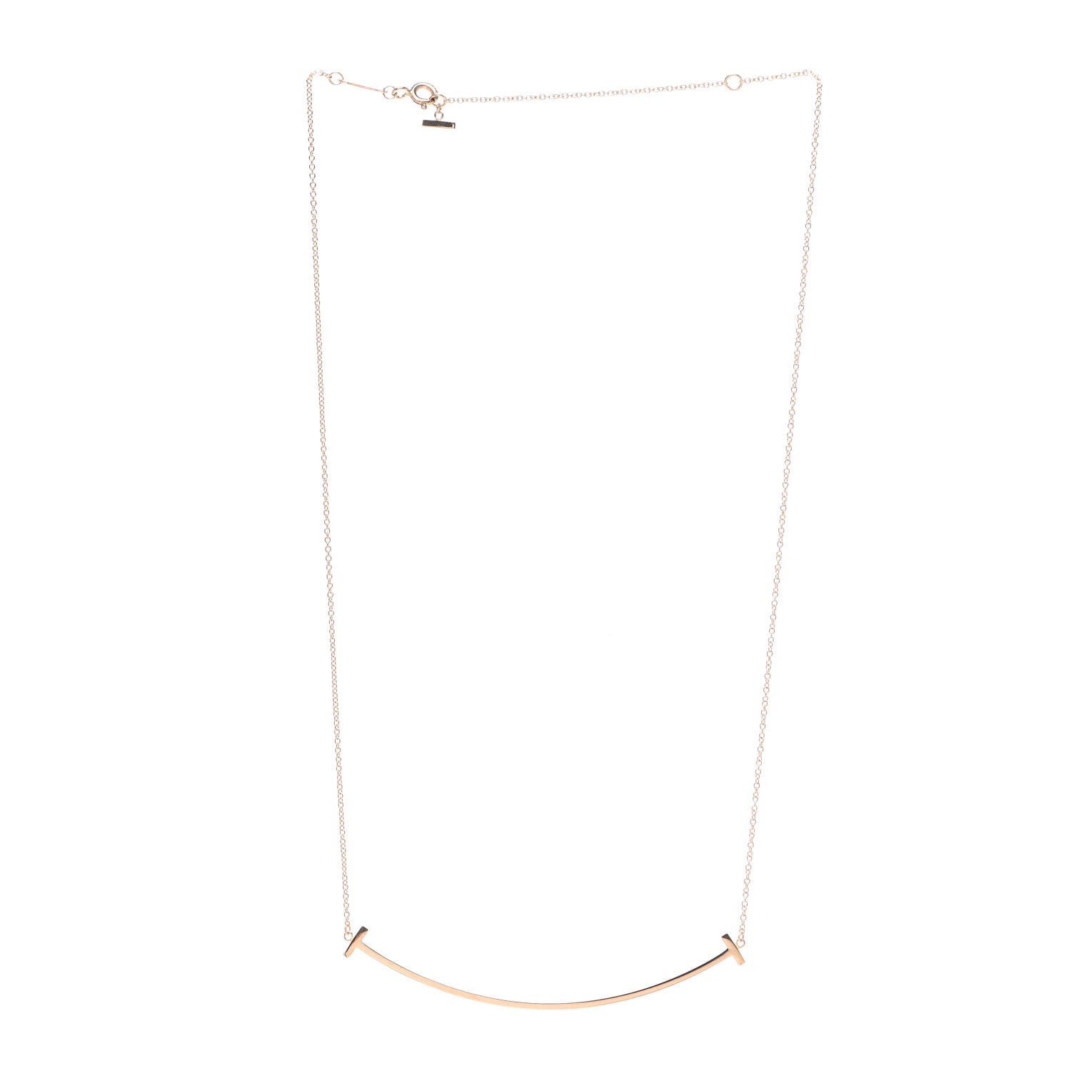 Tiffany 18K Rose Gold Large T Smile Pendant Necklace 3 of 6