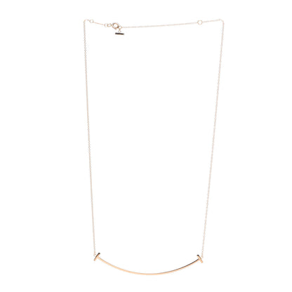 Tiffany 18K Rose Gold Large T Smile Pendant Necklace 3 of 6