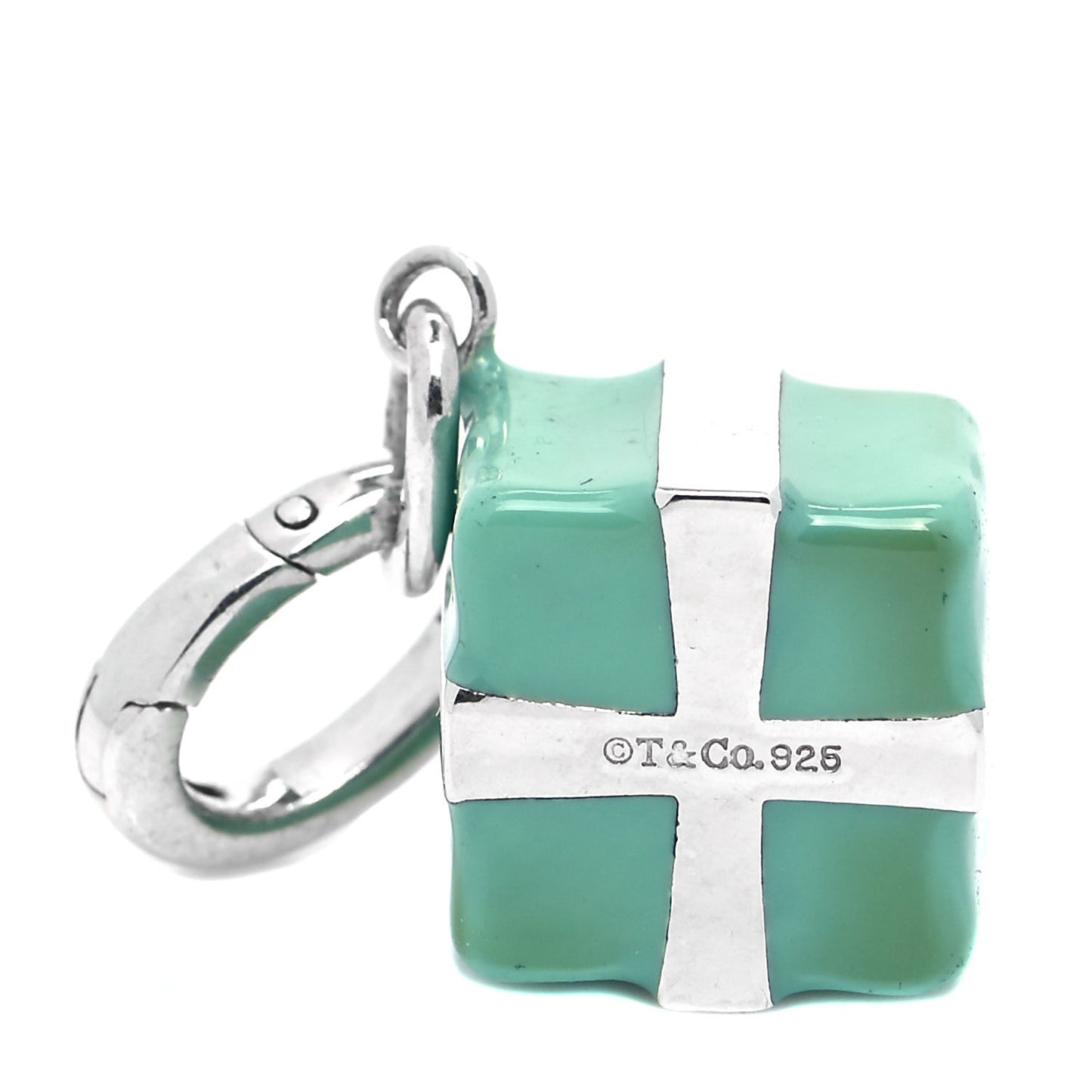 Sterling Silver Enamel Gift Box Charm Blue
