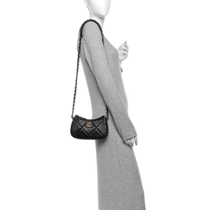 Chanel Lambskin Quilted Chanel 19 Hobo Clutch With Chain Black 2 of 10