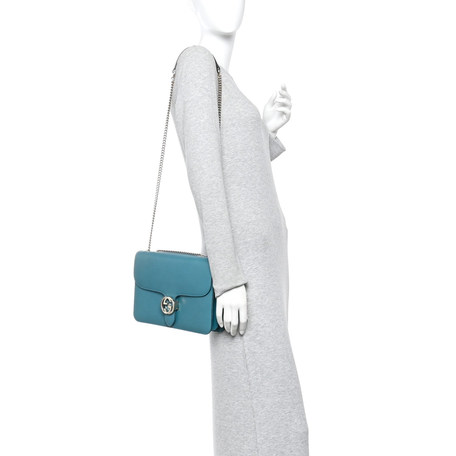 Gucci Dollar Calfskin Interlocking G Shoulder Bag Deep Cobalt 2 of 16