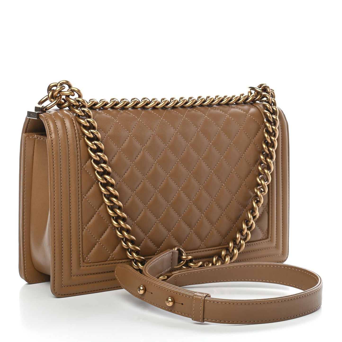 Lambskin Quilted New Medium Boy Flap Beige