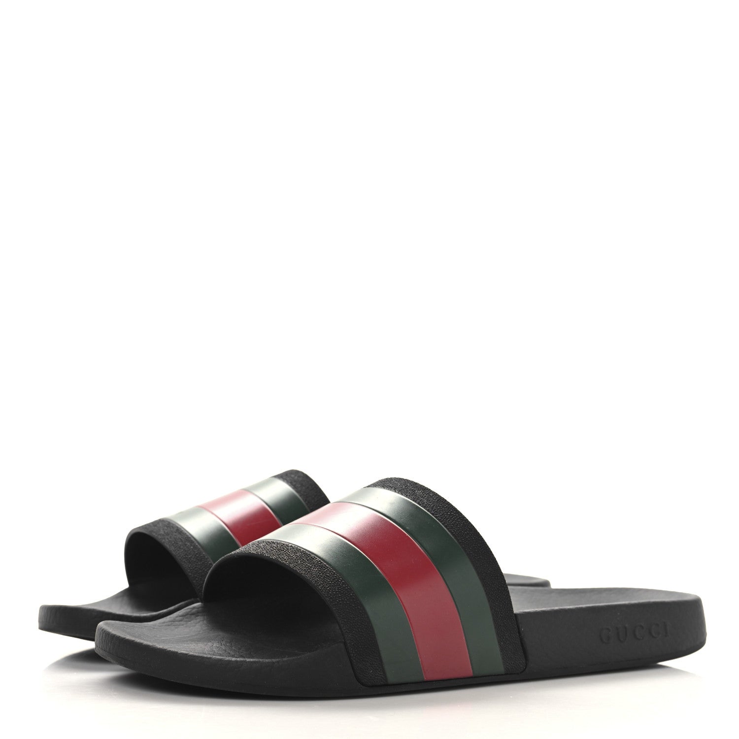 Gucci Rubber Web Mens Pool Slide Sandals 12 Black Green Red 4 of 10