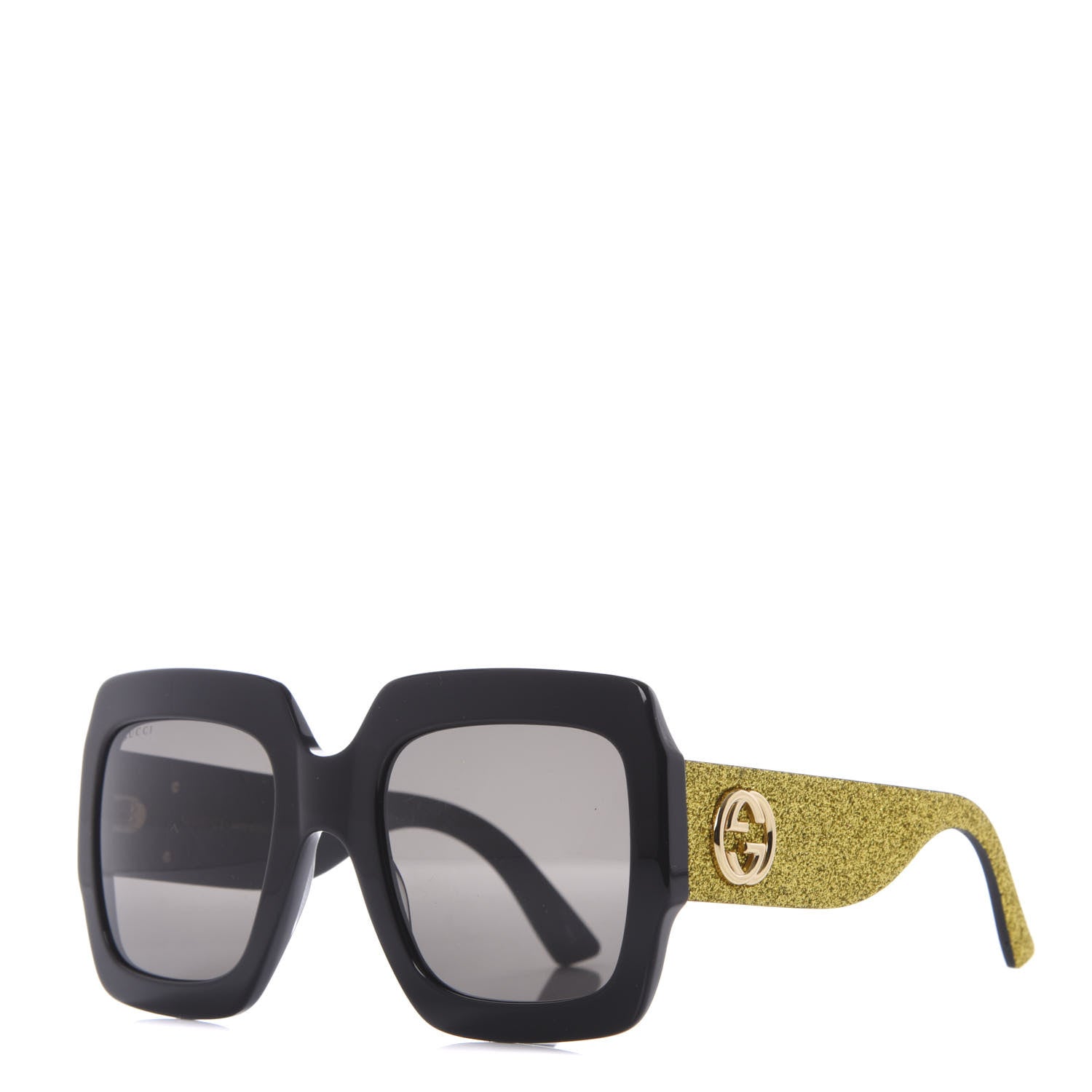 Gucci Square Frame GG0102S Sunglasses Glitter Gold 1 of 8