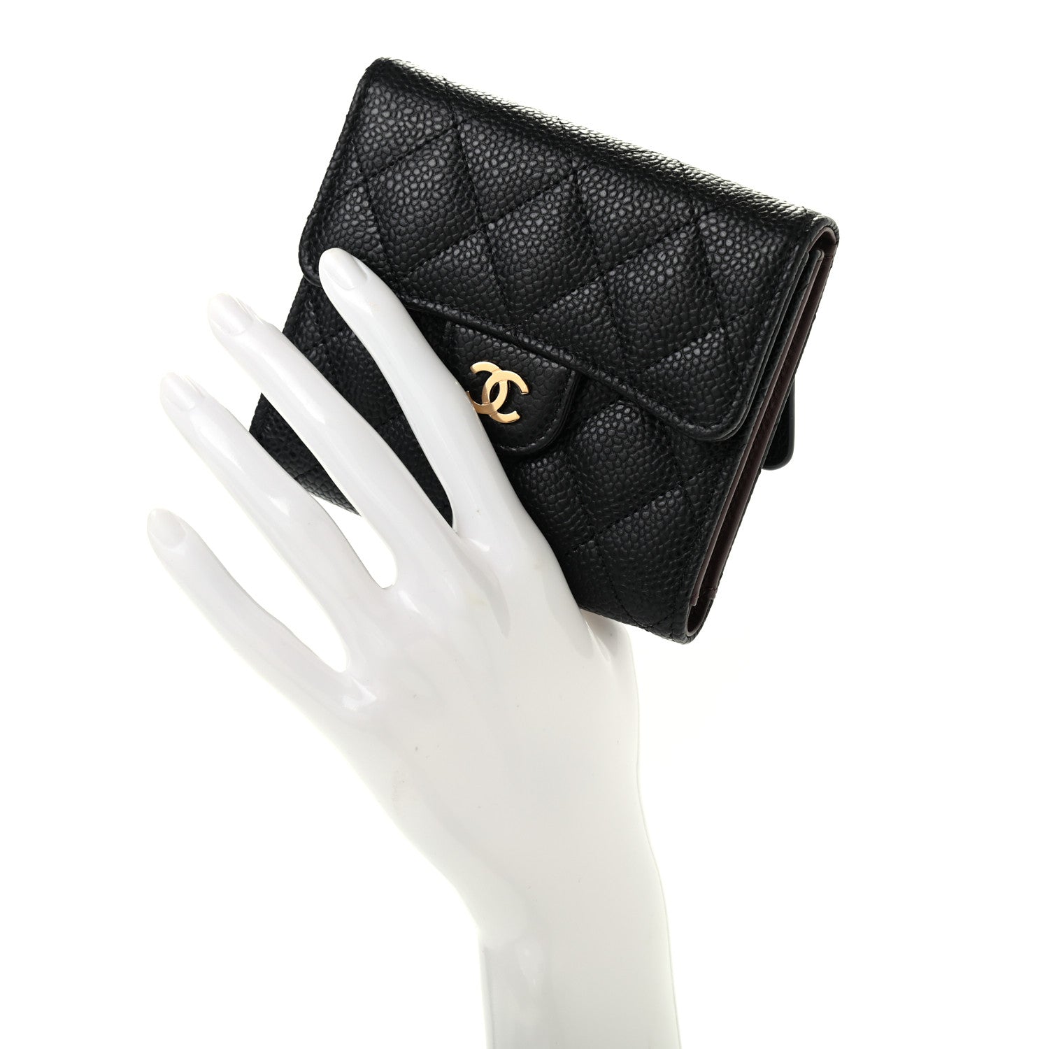 Chanel Caviar Quilted Compact Flap Wallet Black 2 of 8
