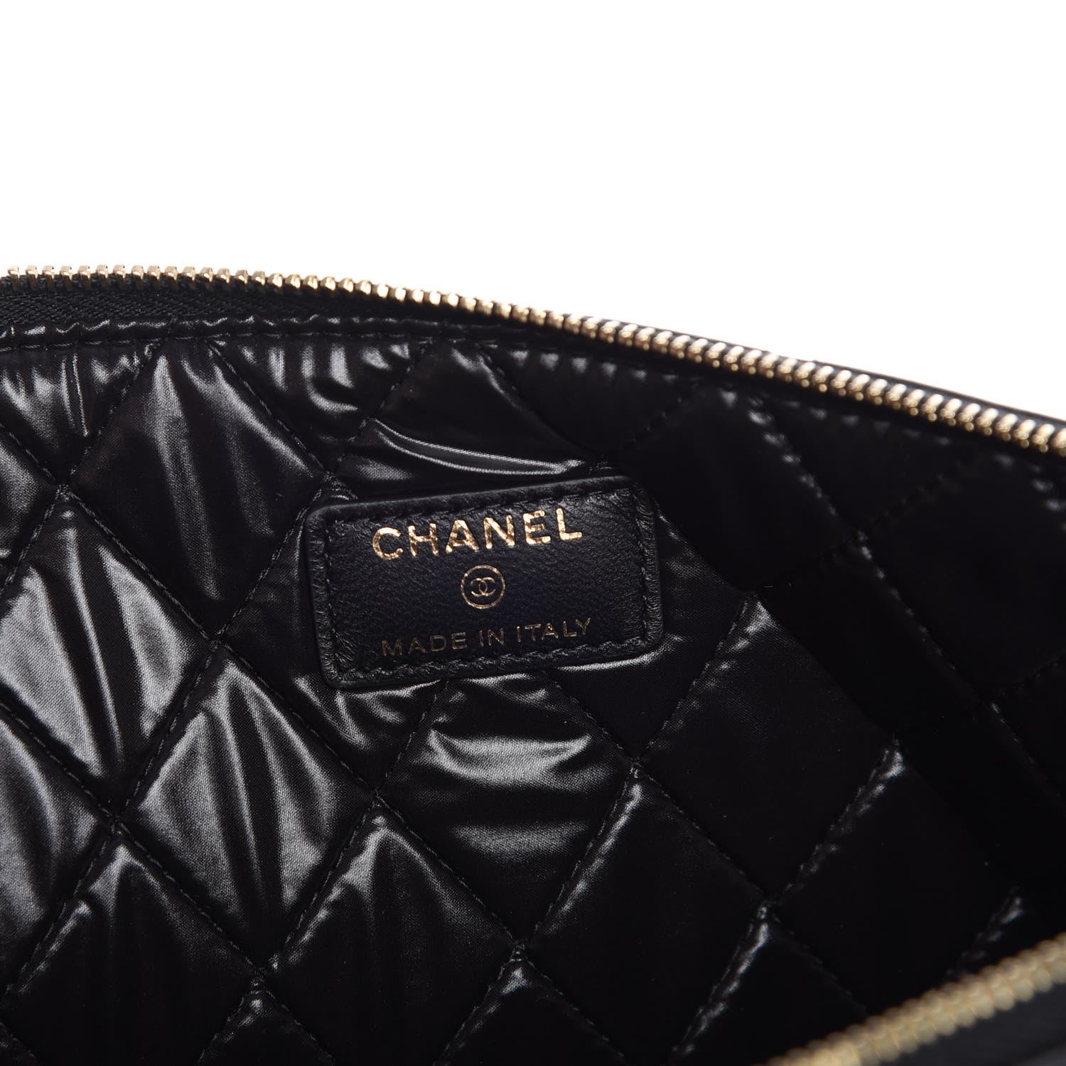 Chanel Lambskin Quilted Medium Camellia Cosmetic Case Black White 6 of 8