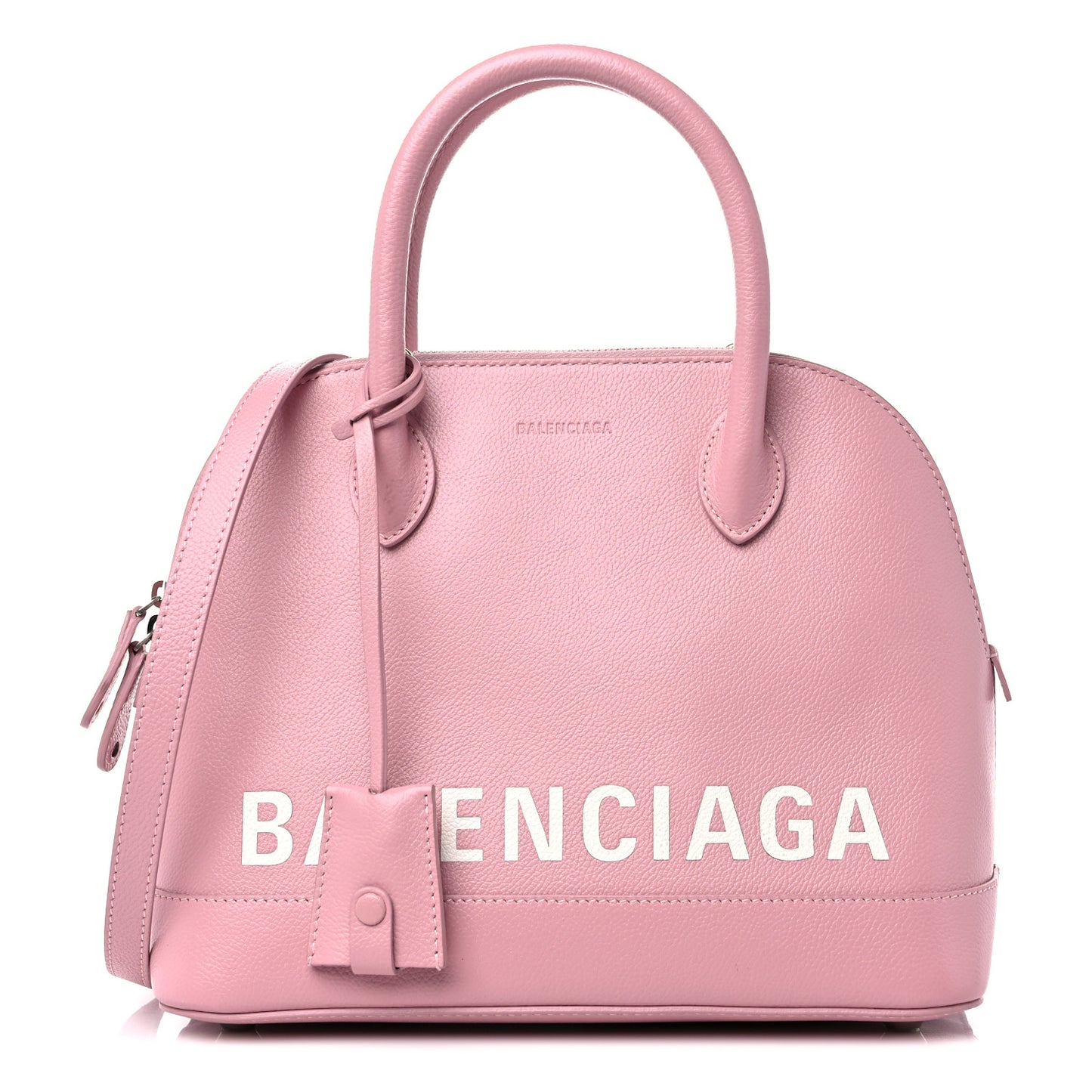 Grained Calfskin S Ville Top Handle Bag Pink White
