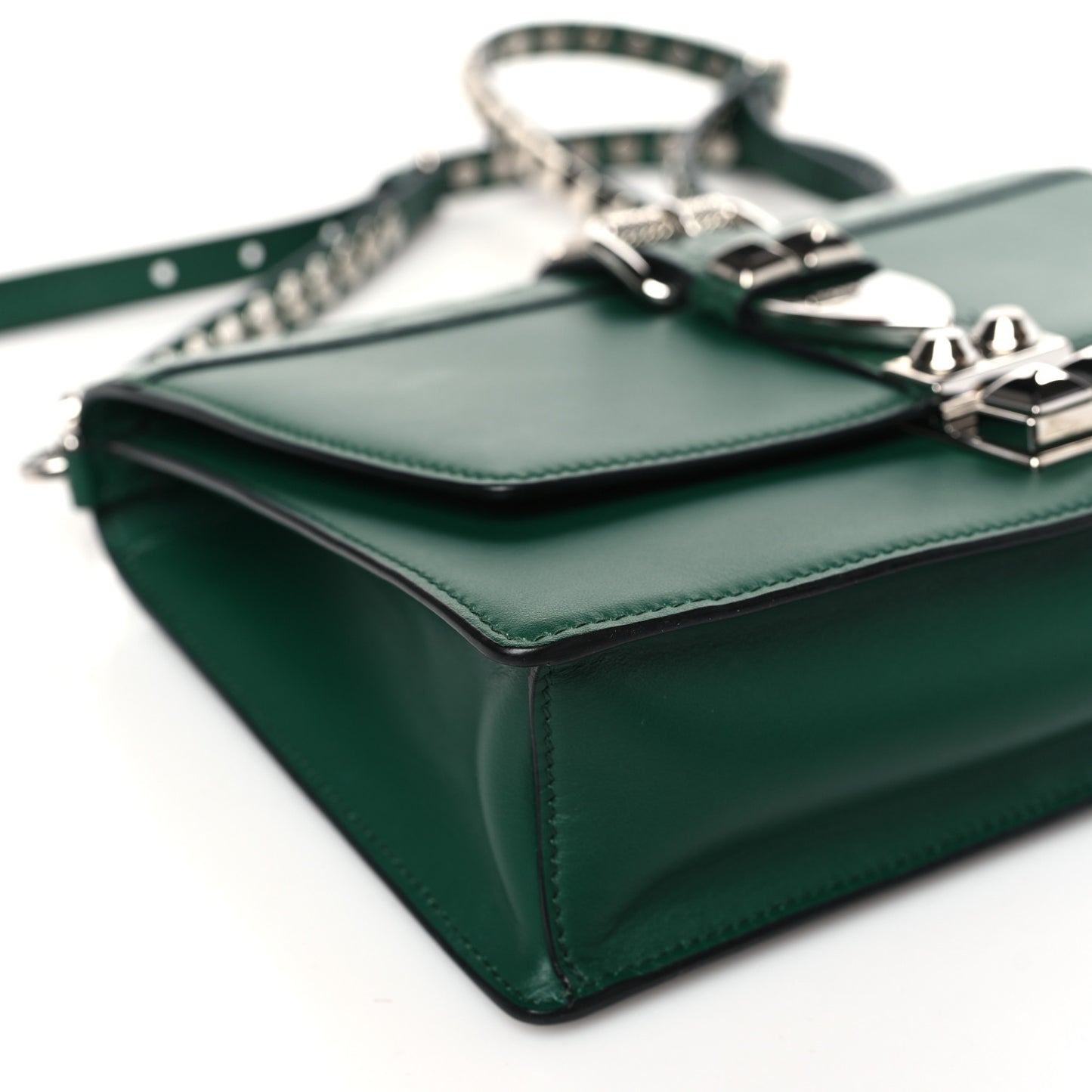 Saffiano City Calfskin Studded Small Elektra Shoulder Bag Green