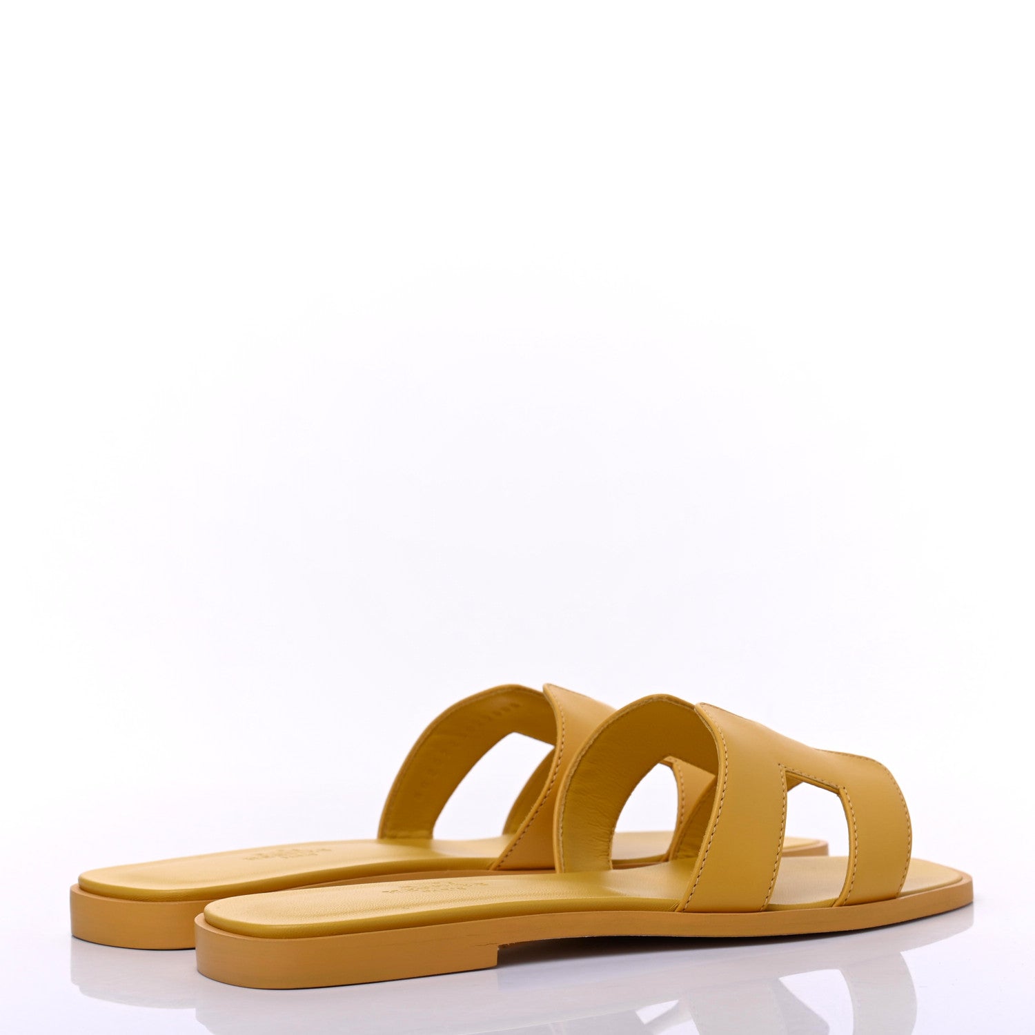 Hermes Calfskin Oran Sandals 37 Jaune Citron 4 of 9