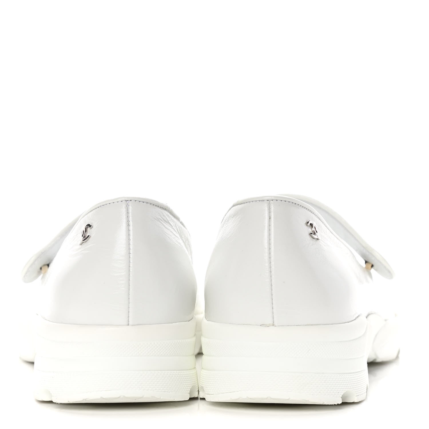 Chanel Patent Calfskin Mary Jane Strap Pumps 36.5 White 6 of 11