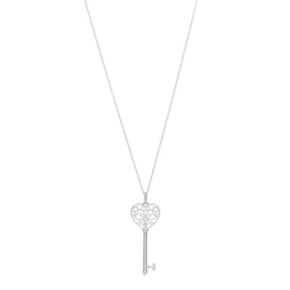 Tiffany Sterling Silver Enchant Heart Key Pendant Necklace 1 of 5