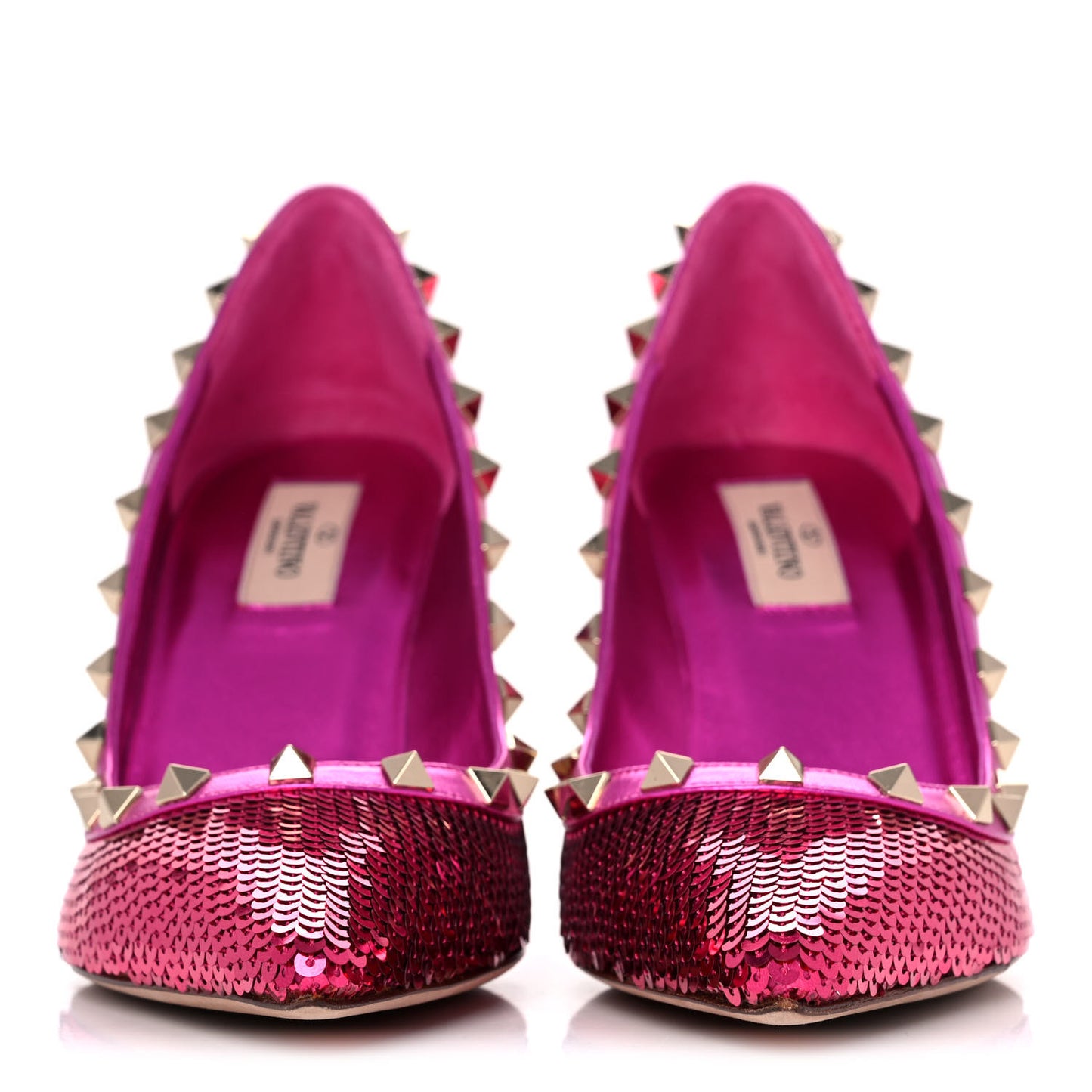 Metallic Nappa Sequin Liquid Metal Rockstud 85mm Pumps 39 Pink Orchid