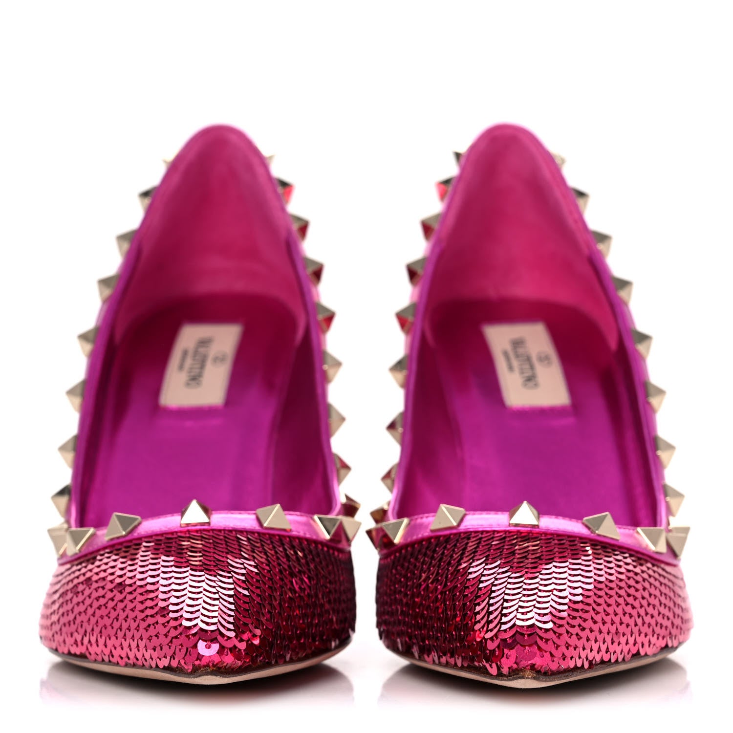 Valentino Garavani Metallic Nappa Sequin Liquid Metal Rockstud 85mm Pumps 39 Pink Orchid 2 of 12