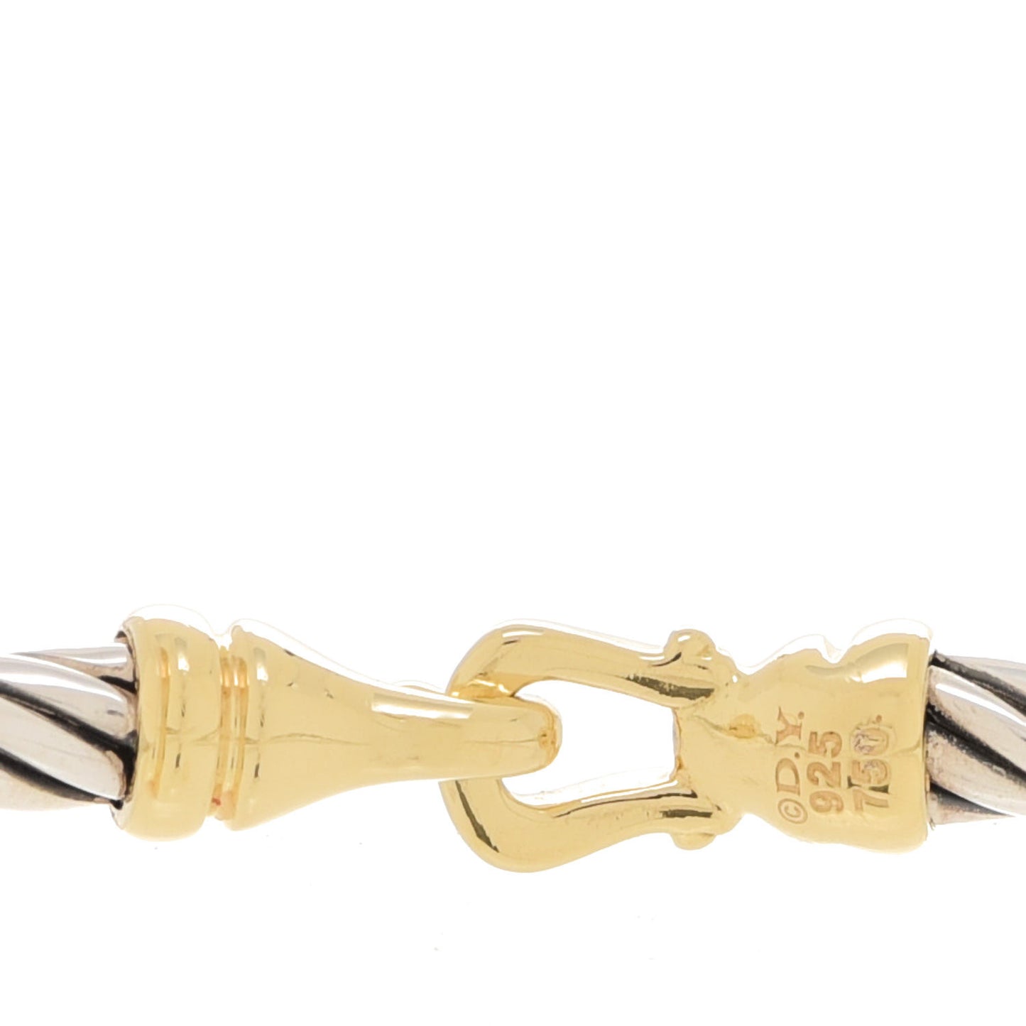 Sterling Silver 18K Yellow Gold 3mm Cable Buckle Bracelet