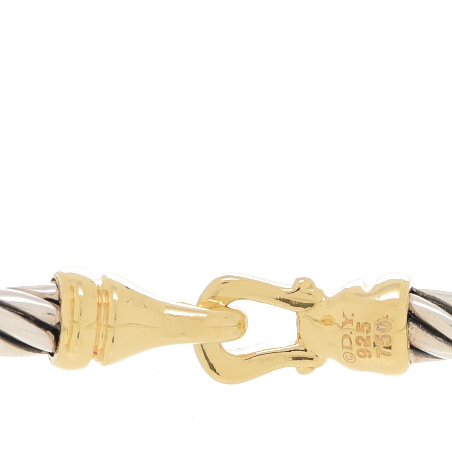 David Yurman Sterling Silver 18K Yellow Gold 3mm Cable Buckle Bracelet 4 of 4