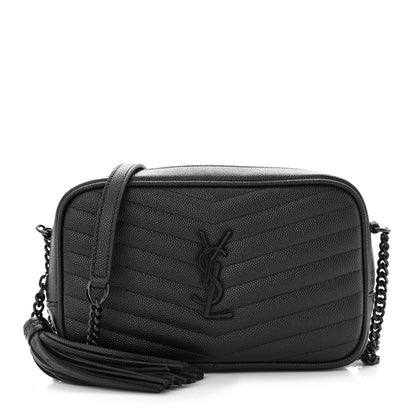 Saint Laurent Grain De Poudre Matelasse Monochrome Monogram Mini Lou Camera Bag Black 1 of 13