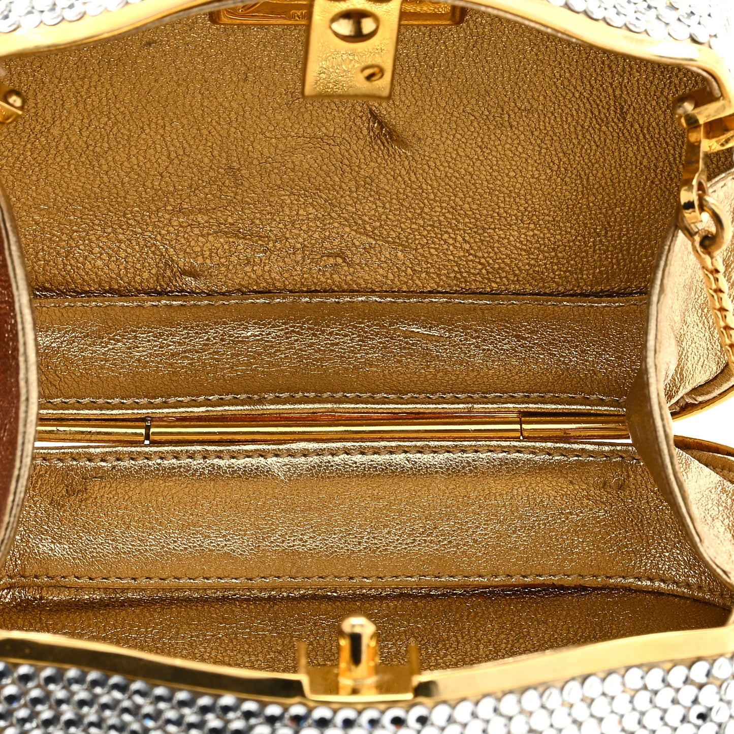 Swarovski Crystal Minaudiere Clutch Gold Silver