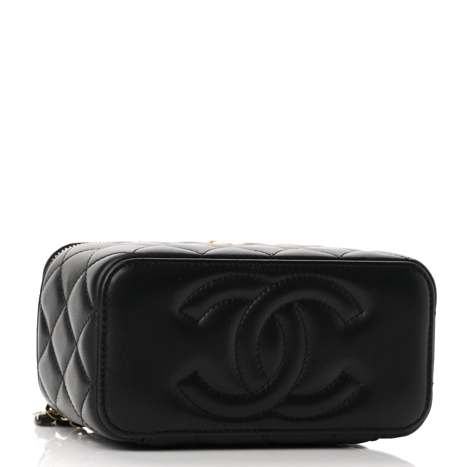 Chanel Lambskin Quilted Small Pearl Crush Vanity Case With Chain Black 4 of 13