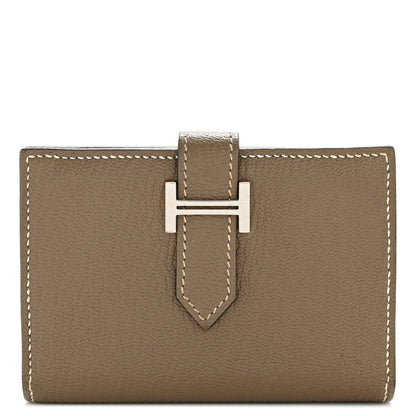 Hermes Chevre Mysore Bearn Card Holder Wallet Etoupe 1 of 11