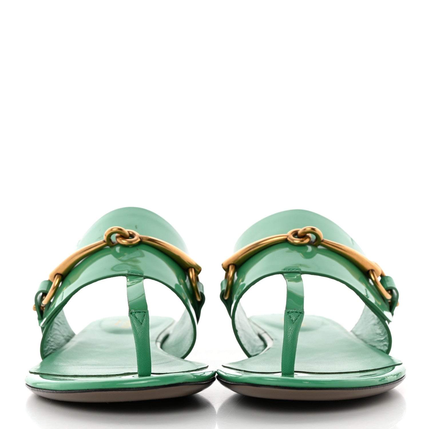 Gucci Nappa Vernice Crystal Ursula Thong Sandals 35.5 Jasmine Green 2 of 15