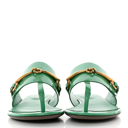 Gucci Nappa Vernice Crystal Ursula Thong Sandals 35.5 Jasmine Green 2 of 15