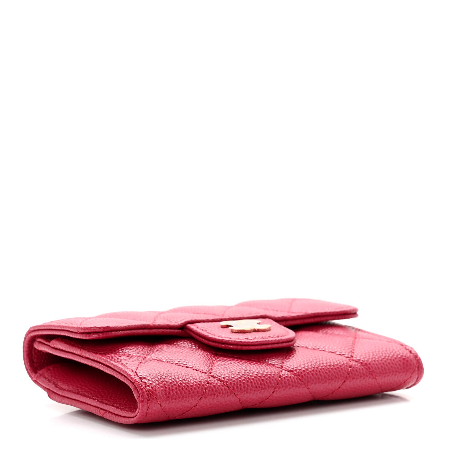 Chanel Caviar Quilted Flap Card Holder Wallet Dark Pink 4 of 9