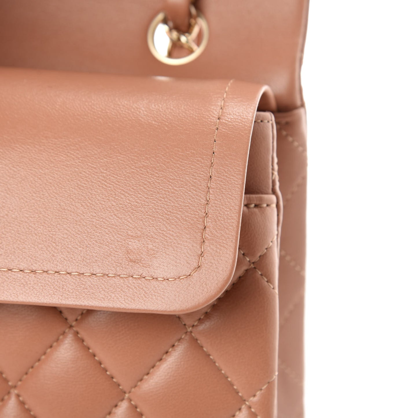 Lambskin Quilted Small Double Flap Brown