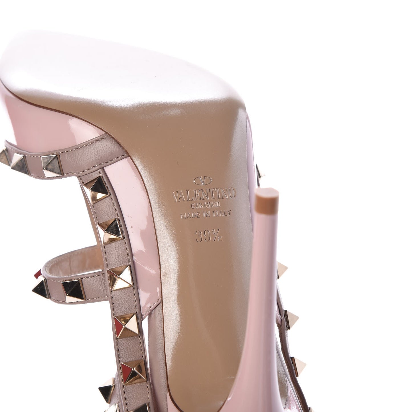 Patent Calfskin Rockstud Ankle Strap 100mm Pumps 39.5 Loto Poudre