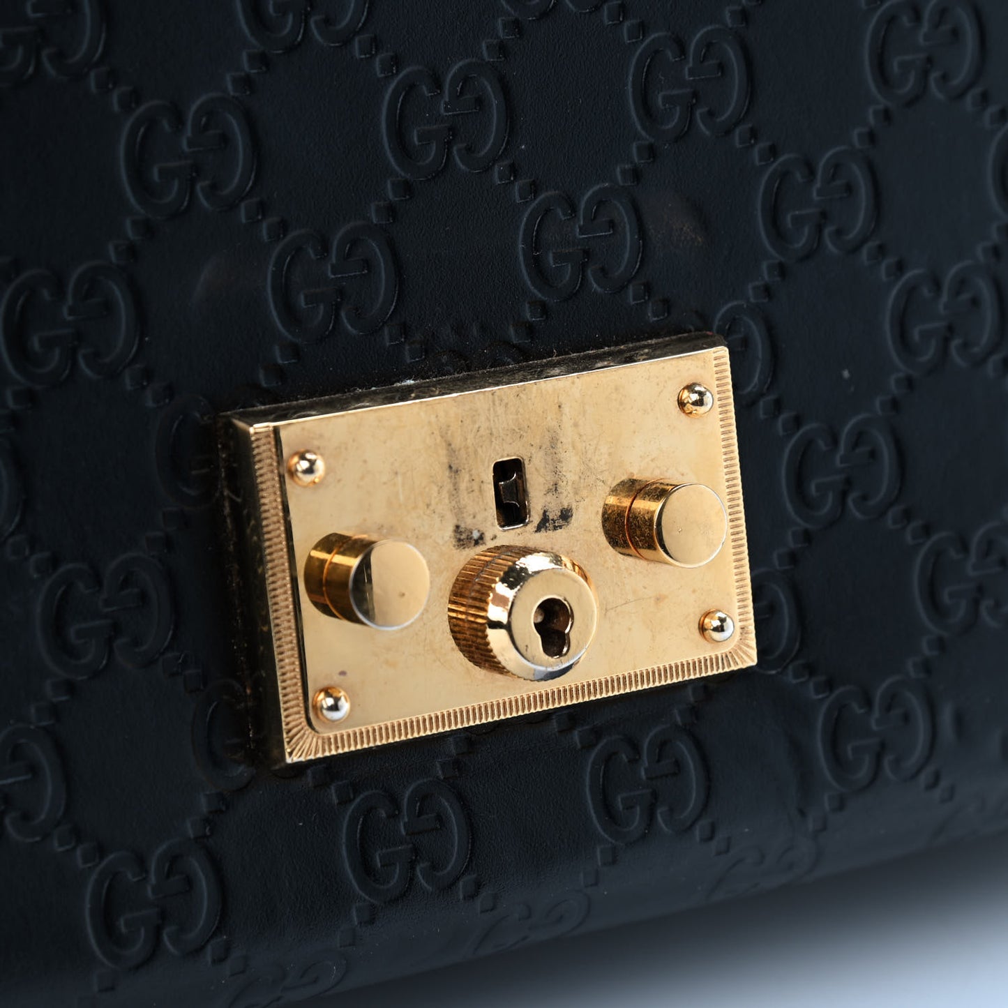 Guccissima Medium Padlock Shoulder Bag Black